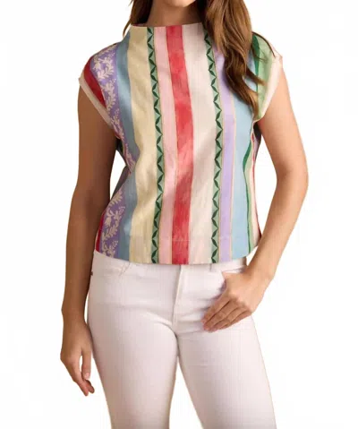 Thomas & Lourdes Sadie Top In Garden Stripe In Multi