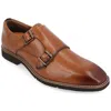 Thomas & Vine Artemis Chisel Toe Double Monk Strap In Brown