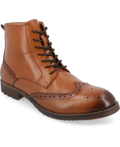 Thomas & Vine Men's Edison Tru Comfort Foam Wingtip Ankle Boots In Cognac