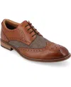 Thomas & Vine Filmore Herringbone Wingtip Derby In Cognac