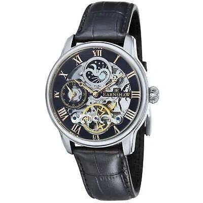 Pre-owned Thomas Earnshaw Longitude Dual Time Automatic Black Watch - Brand