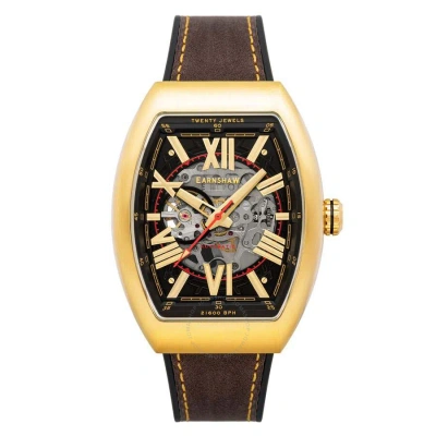 Thomas Earnshaw Men's Supremacy 45mm Automatic Watch In Black / Brown / Gold Tone / Yellow