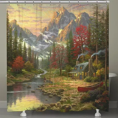 Thomas Kinkade The Good Life Shower Curtain In Green