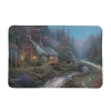 Thomas Kinkade Twilight Cottage Memory Foam Bath Rug In Purple