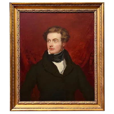 Pre-owned Thomas Lawrence Portrait Of A Handsome Regency Gentleman In Giltwood Frame In Brown