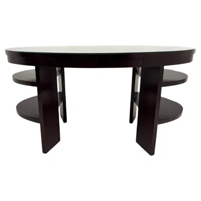 Pre-owned Thomas O'brien Modern Oval Desk With Glass Top In Black