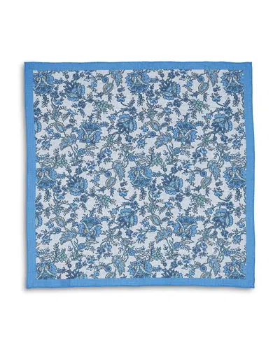 Thomas Pink Linen Floral Pocket Square In Blue