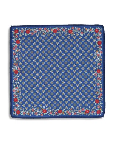 Thomas Pink Medallion Floral Pocket Square In Blue