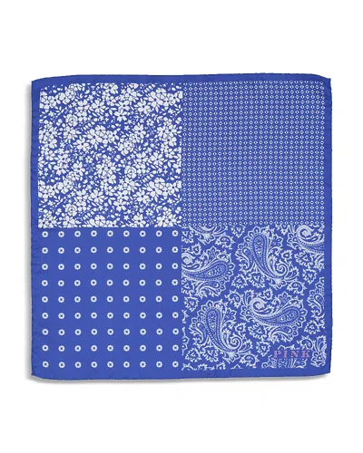 Thomas Pink Pattern Quadrant Pocket Square In Blue