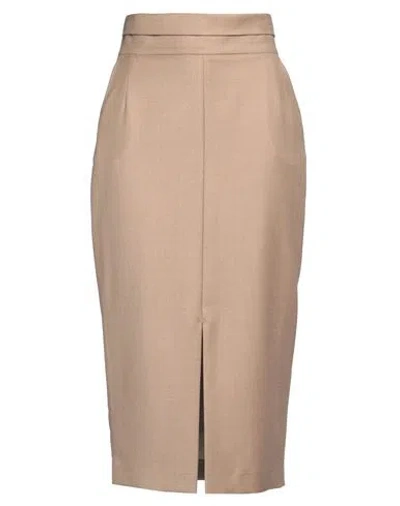 Thomas Rath Woman Midi Skirt Beige Size 14 Wool, Polyamide, Metal