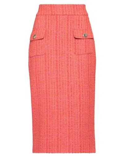 Thomas Rath Woman Midi Skirt Orange Size 6 Polyacrylic, Cotton, Textile Fibers, Polyester