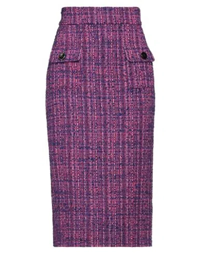 Thomas Rath Woman Midi Skirt Purple Size 16 Polyester, Cotton, Polyacrylic, Textile Fibers