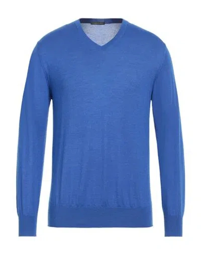 Thomas Reed Man Sweater Azure Size Xl Wool, Silk In Blue