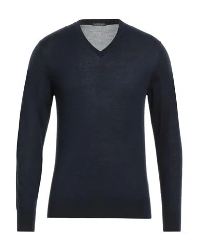 Thomas Reed Man Sweater Midnight Blue Size L Cashmere, Silk