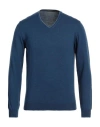 Thomas Reed Man Sweater Azure Size Xxl Merino Wool In Navy Blue