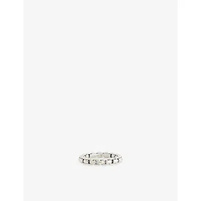 Thomas Sabo Mens Silver-coloured Box-chain Sterling-silver Ring In Green