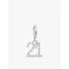 Thomas Sabo Womens 925 Silver & Cz '21' 925 Sterling-silver And Zirconia Pendant Charm In 925 Silver & Cz