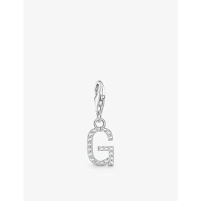 Thomas Sabo Womens  G Letter Sterling-silver And Cubic Zirconia Pendant Charm In 925 Silver & Cz