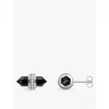 Thomas Sabo Womens 925 Silver & Cz Hexagonal 925 Sterling-silver, Zirconia And Onyx Stud Earrings In 925 Silver & Cz