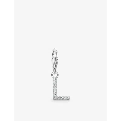 Thomas Sabo Womens  L Letter Sterling-silver And Cubic Zirconia Pendant Charm In 925 Silver & Cz