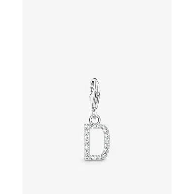 Thomas Sabo Womens  Letter D Sterling-silver And Cubic Zirconia Pendant Charm In 925 Silver & Cz