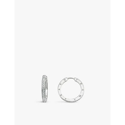 Thomas Sabo Womens  Logo-engraved Sterling-silver And Zirconia Hoop Earrings In 925 Silver & Cz