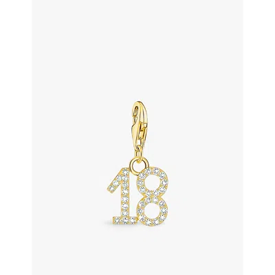 Thomas Sabo Womens Gold-plated & Cz '18' Gold-plated 925 Sterling-silver And Zirconia Pendant Charm