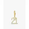 Thomas Sabo Womens Gold-plated & Cz '21' 18ct Yellow Gold-plated 925 Sterling-silver And Zirconia Pendant Charm In Gold-plated & Cz