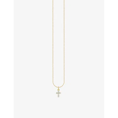 Thomas Sabo Womens  Cross 18ct Yellow Gold-plated Sterling Silver And Zirconia Pendant Necklace In Gold-plated & Cz