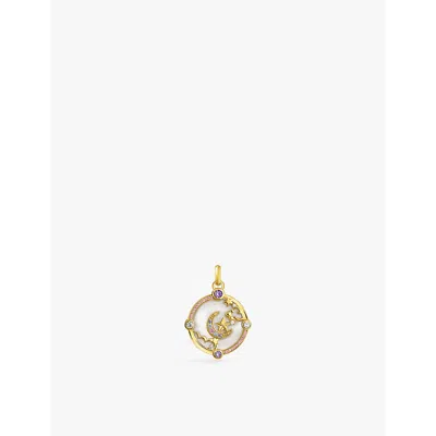 Thomas Sabo Womens Gold-plated Silver Crescent Moon 18ct Yellow Sterling Enamel And Zirconia Pendant