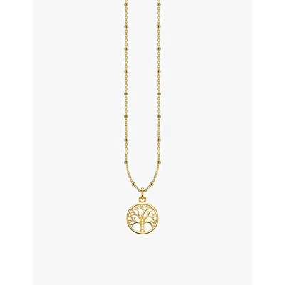 Thomas Sabo Womens Gold-plated Silver Tree Of Love 18ct Yellow Sterling And Zirconia Pendant Necklac
