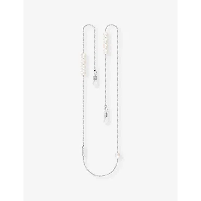 Thomas Sabo Womens  Faux-pearl Ruthenium-plated Metal Eyewear Chain In Pearl & Silver Metal
