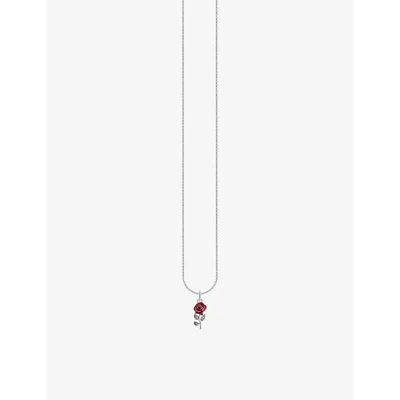 Thomas Sabo Womens  Red Rose Blackened Sterling-silver And Enamel Pendant Necklace In Silver & Enamel