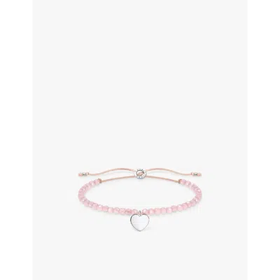 Thomas Sabo Womens  Heart 925 Sterling-silver And Rose-quartz Adjustable Pendant Bracelet In Silver & Rose Quartz
