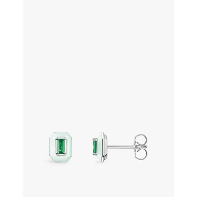 Thomas Sabo Womens Silver Cz & Enamel Octagon 925 Sterling-silver, Enamel And Glass Stud Earrings