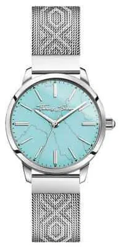 Pre-owned Thomas Sabo | Women's Stainless Steel| Turquoise Dial | Mesh Wa0343-201-215-33
