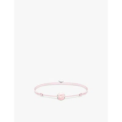 Thomas Sabo Womens  Karma Secret 925 Sterling-silver And Rose-quartz Bead Bracelet In Textile & Quartz