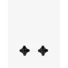 Thomas Sabo Womens Floral-shape 925 Sterling Silver And Cubic Zirconia Stud Earrings Black In Black