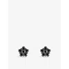 Thomas Sabo Womens Flower-shape 925 Sterling Silver And Cubic Zirconia Stud Earrings Black In Black