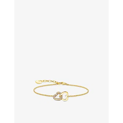 Thomas Sabo Womens Intertwined Hearts 18ct Yellow Gold-plated Sterling Silver And Zirconia Bracelet Gold-plated In Gold-plated & Cz
