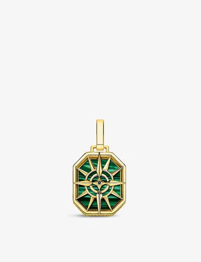 Thomas Sabo Womens Green Rebel At Heart Compass Star 18ct Yellow Gold-plated Sterling Silver, Zirconia And Malac