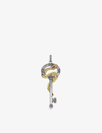 Thomas Sabo Womens Multicoloured Snake And Key 18ct Yellow Gold-plated Sterling Silver, Zirconia And Glass-ceram