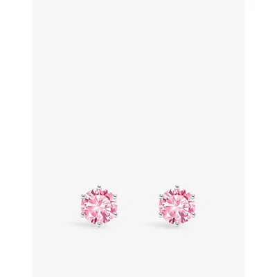 Thomas Sabo Womens Medium-sized 925 Sterling Silver And Brilliant-cut Cubic Zirconia Stud Earrings Pink