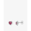 Thomas Sabo Womens Red True Romance Heart Sterling-silver, Lab-grown Ruby And Cubic Zirconia Stud Earrings In Red
