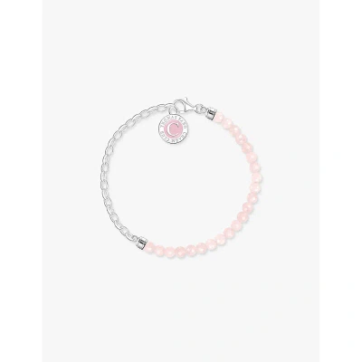 Thomas Sabo Womens  Charm Club 925 Sterling-silver And Rose Quartz Link Bracelet In Silver & Rose Quartz