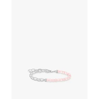 Thomas Sabo Womens Charm Club Sterling-silver And Rose Quartz Bracelet Silver & Rose Quartz