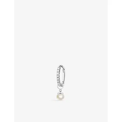 Thomas Sabo Womens Pearl-pendant Sterling-silver, Zirconia And Freshwater-pearl Single Hoop Earring White