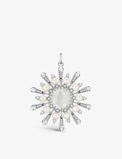 Thomas Sabo Womens White Winter Sun Rays Sterling Silver, Zirconia, Milky Quartz And Pearl Pendant