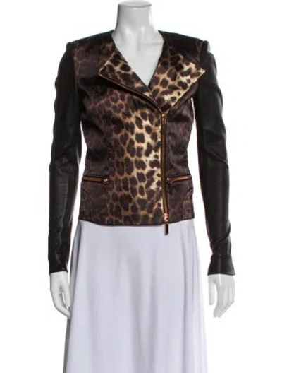 Pre-owned Thomas Wylde Animal Print Biker Jacket In Black