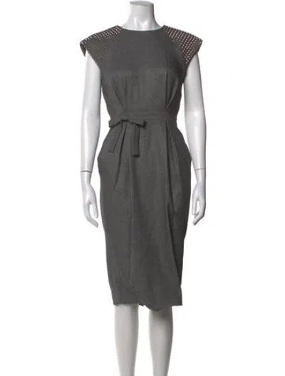 Pre-owned Thomas Wylde Crew Neck Knee-length Dress In Grey